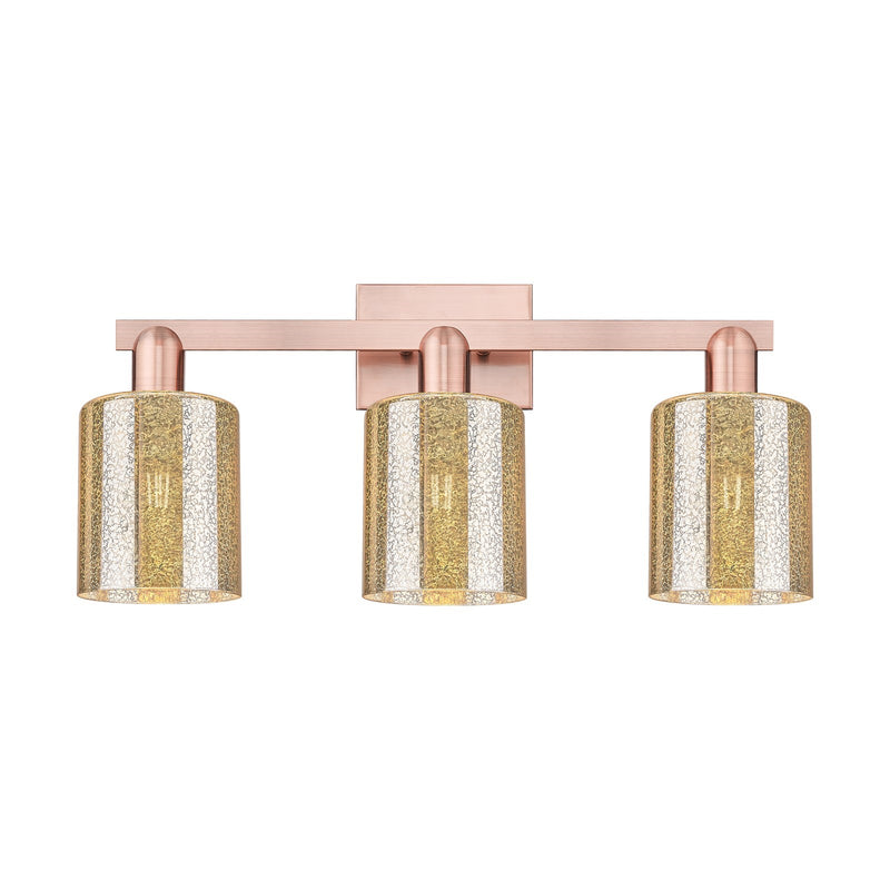 Innovations Cobbleskill 24in 3-Light Bath Vanity Light | Industrial Antique Copper Steel and Mercury Glass | Bathroom Vanity | 24 x | Model 716-3W-AC-G116