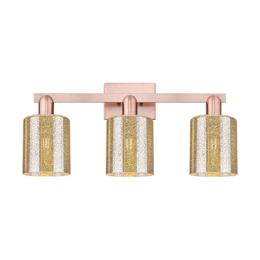 Innovations Cobbleskill 24in 3-Light Bath Vanity Light | Industrial Antique Copper Steel and Mercury Glass | Bathroom Vanity | 24 x | Model 716-3W-AC-G116