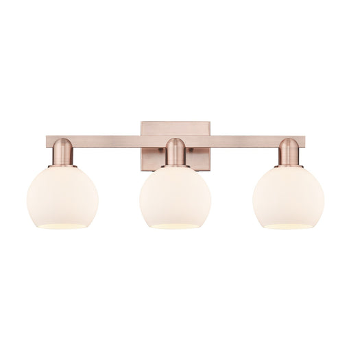 Innovations Athens 25in 3-Light Bath Vanity | Industrial Antique Copper Steel and Matte White Glass | Bathroom Vanity & Powder | Model 716-3W-AC-G121-6