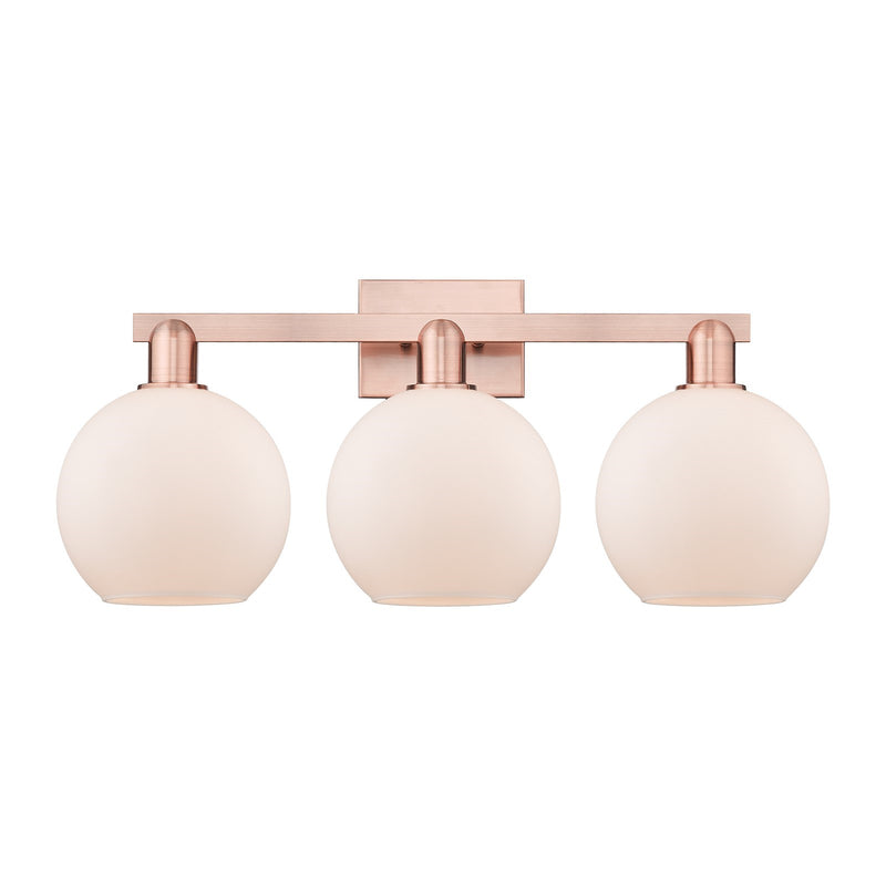 Innovations Athens 27in 3-Light Bath Vanity Light | Industrial Antique Copper Steel and Matte White Glass | Bathroom Vanity & | Model 716-3W-AC-G121-8
