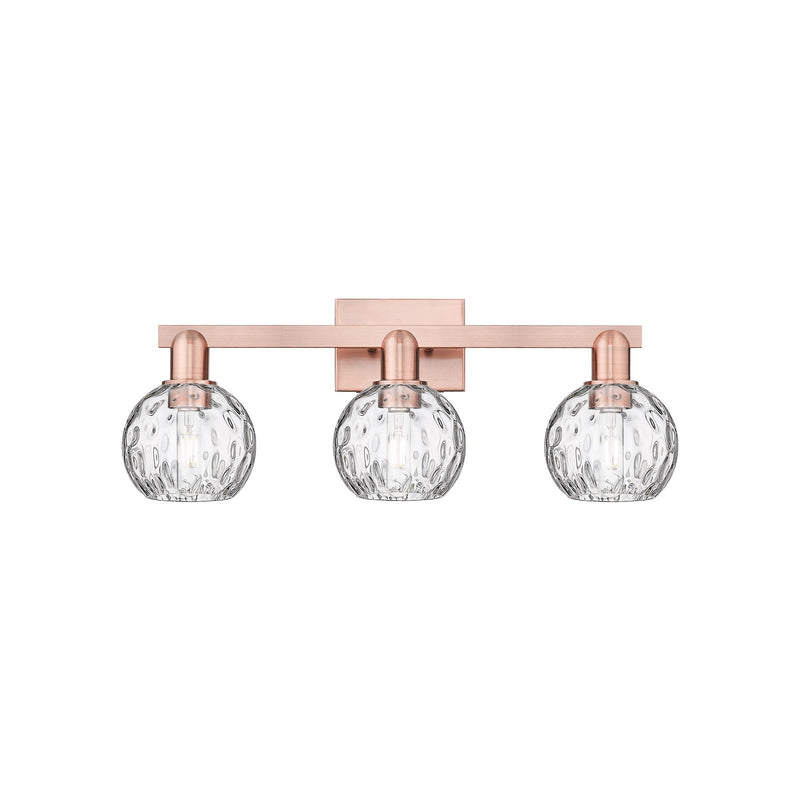 Innovations Athens Water Glass 25in 3-Light Bath Vanity | Industrial Antique Copper and Clear Glass | Bathroom Vanity | 25 x | Model 716-3W-AC-G1215-6