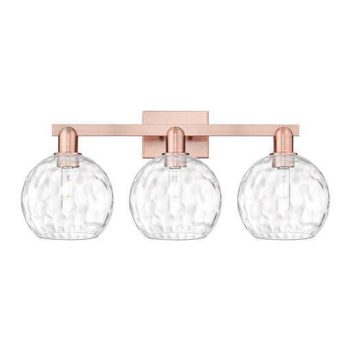 Innovations Athens Water Glass 27in 3-Light Bath Vanity | Industrial Antique Copper Steel and Clear Water Glass | Bathroom | Model 716-3W-AC-G1215-8