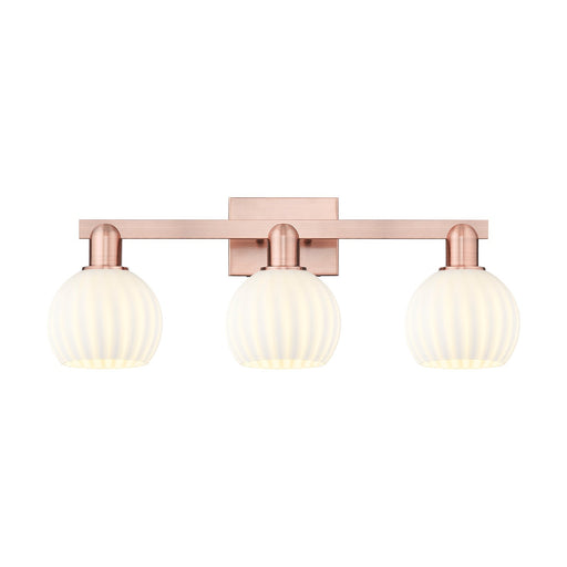 Innovations Arcadia 25in 3-Light Bath Vanity Light | Industrial Antique Copper and White Venetian Glass | Bathroom Vanity | 25 | Model 716-3W-AC-G1217-6WV