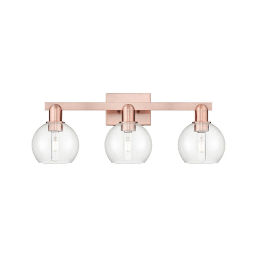 Innovations Athens 25in 3-Light Bath Vanity | Industrial Antique Copper Steel and Clear Glass | Bathroom Vanity Light | 24.88 x | Model 716-3W-AC-G122-6