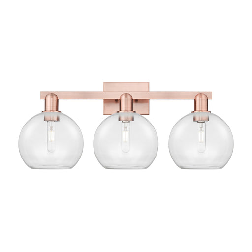 Innovations Athens 27in 3-Light Bath Vanity Light | Industrial Antique Copper Steel and Clear Glass | Bathroom Vanity & Powder | Model 716-3W-AC-G122-8