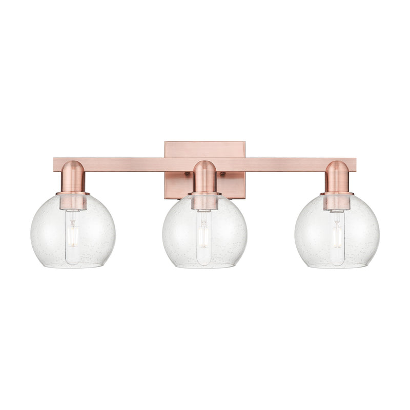 Innovations Athens 25in 3-Light Bath Vanity | Industrial Antique Copper Steel and Seedy Glass | Bathroom Vanity | 24.88 x 7.44 x | Model 716-3W-AC-G124-6