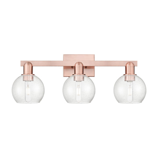 Innovations Athens 25in 3-Light Bath Vanity | Industrial Antique Copper Steel and Seedy Glass | Bathroom Vanity | 24.88 x 7.44 x | Model 716-3W-AC-G124-6