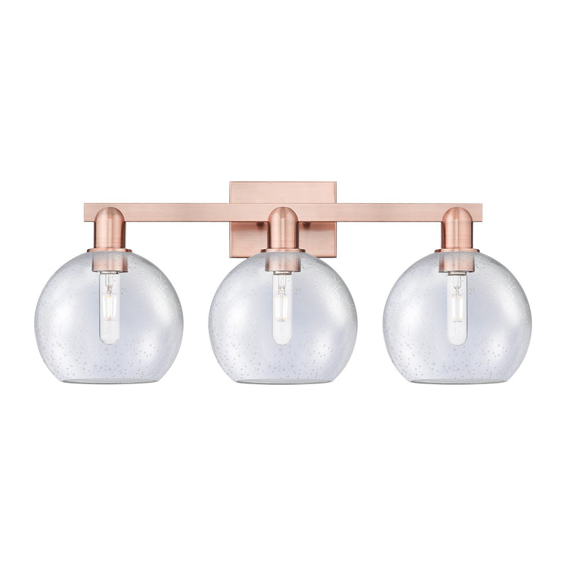 Innovations Athens 27in 3-Light Bath Vanity Light | Industrial Antique Copper Steel and Seedy Glass | Bathroom Vanity | 27 x | Model 716-3W-AC-G124-8