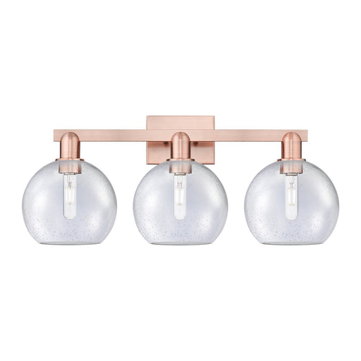 Innovations Athens 27in 3-Light Bath Vanity Light | Industrial Antique Copper Steel and Seedy Glass | Bathroom Vanity | 27 x | Model 716-3W-AC-G124-8