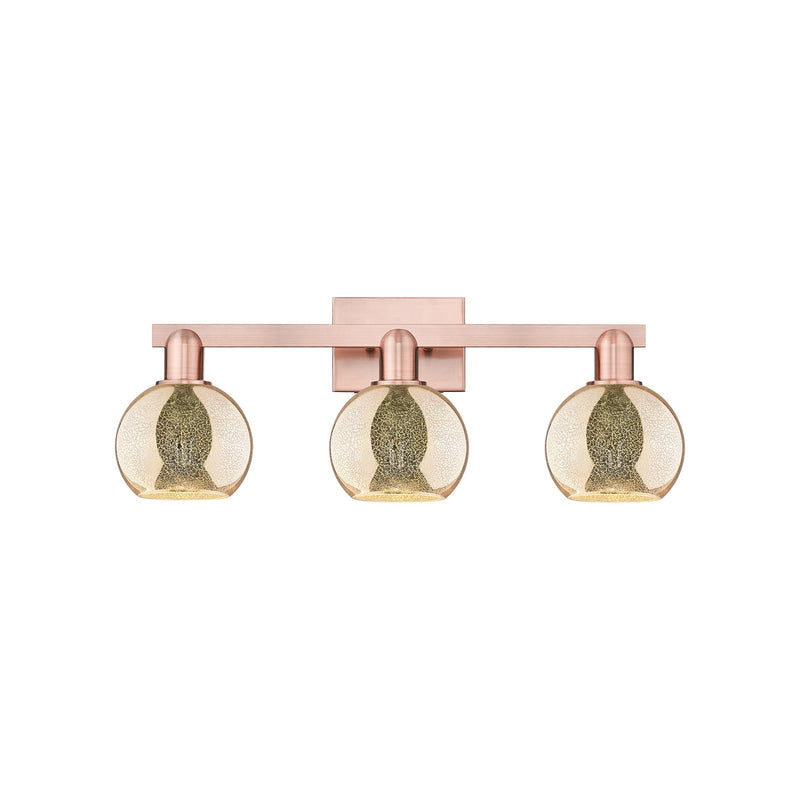 Innovations Athens 24in 3-Light Bath Vanity | Industrial Antique Copper Steel and Mercury Glass | Bathroom Vanity & Powder Room | Model 716-3W-AC-G128-6