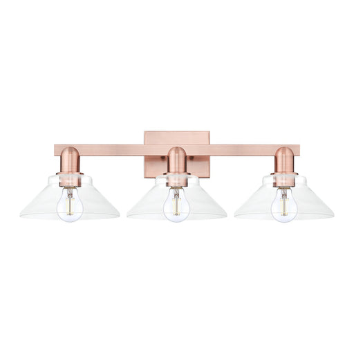 Innovations Orwell 27in 3-Light Bath Vanity Light | Industrial Antique Copper Steel and Clear Cone Glass | Bathroom Vanity | 27.38 | Model 716-3W-AC-G132