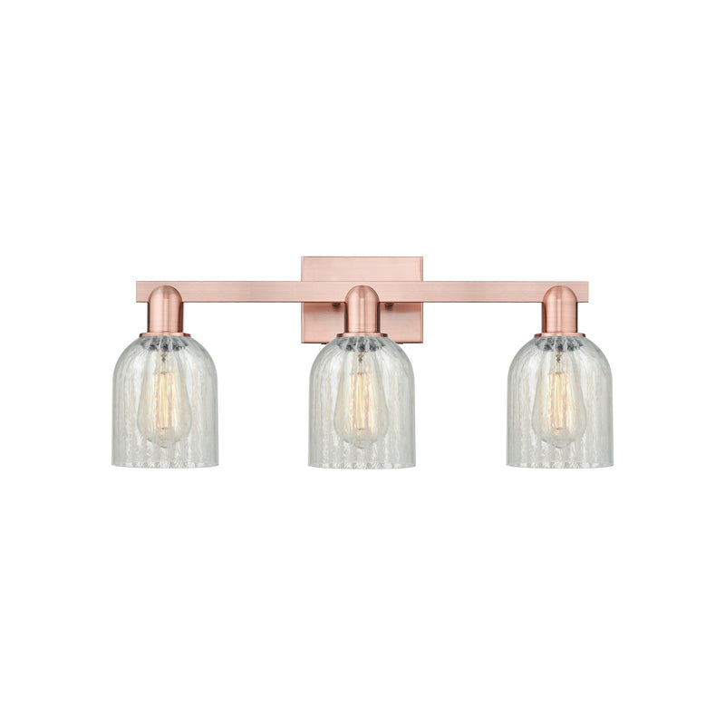 Innovations Caledonia 24in 3-Light Bath Vanity Light | Industrial Antique Copper Steel and Mouchette Glass | Bathroom Vanity | 24 | Model 716-3W-AC-G2511