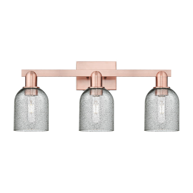 Innovations Caledonia 24in 3-Light Bath Vanity Light | Industrial Antique Copper Steel and Charcoal Glass | Bathroom Vanity | 24 x | Model 716-3W-AC-G257