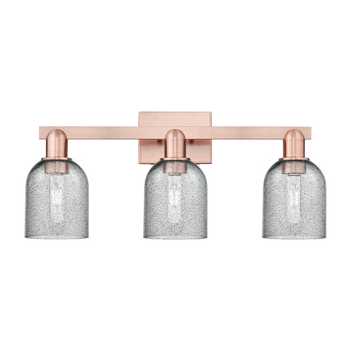 Innovations Caledonia 24in 3-Light Bath Vanity Light | Industrial Antique Copper Steel and Charcoal Glass | Bathroom Vanity | 24 x | Model 716-3W-AC-G257