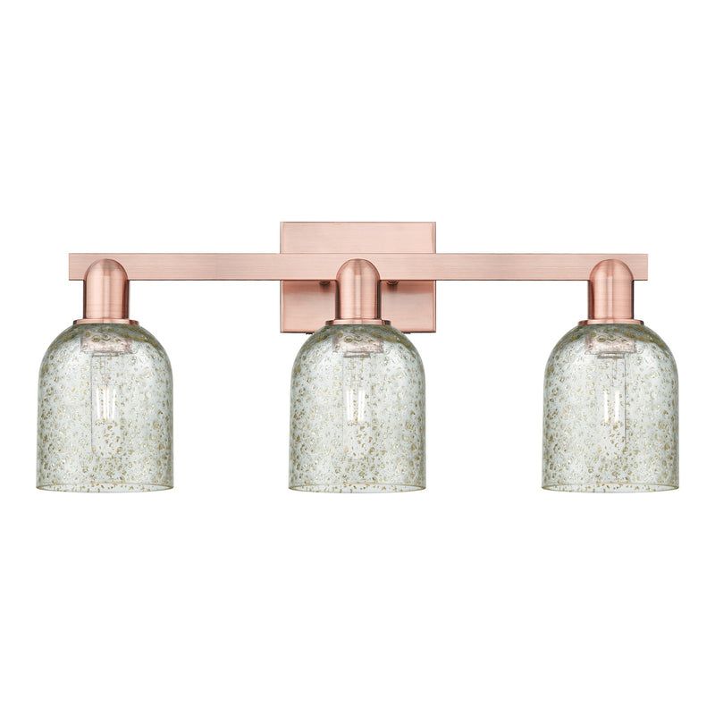 Innovations Caledonia 24in 3-Light Bath Vanity Light | Industrial Antique Copper Steel and Mica Glass | Bathroom Vanity & Powder | Model 716-3W-AC-G259