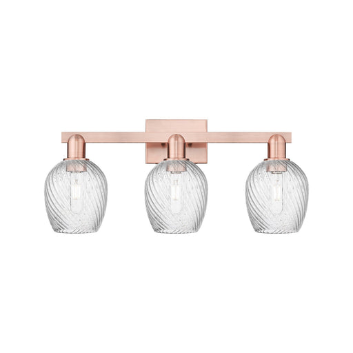 Innovations Salina 25in 3-Light Bath Vanity Light | Industrial Antique Copper and Clear Spiral Fluted Glass | Bathroom Vanity | Model 716-3W-AC-G292