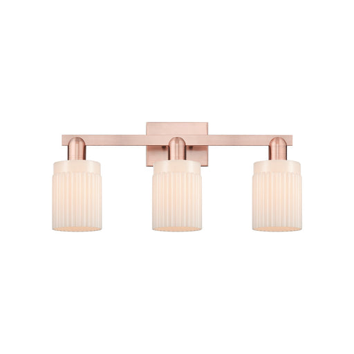 Innovations Hadley 24in 3-Light Bath Vanity Light | Industrial Antique Copper and Matte White Glass | Bathroom Vanity | 23.5 x | Model 716-3W-AC-G341