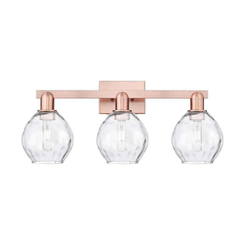 Innovations Waverly 25in 3-Light Bath Vanity Light | Industrial Antique Copper Steel and Clear Glass | Bathroom Vanity | 25 x 7.5 x | Model 716-3W-AC-G362