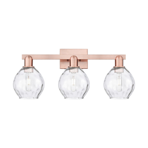 Innovations Waverly 25in 3-Light Bath Vanity Light | Industrial Antique Copper Steel and Clear Glass | Bathroom Vanity | 25 x 7.5 x | Model 716-3W-AC-G362