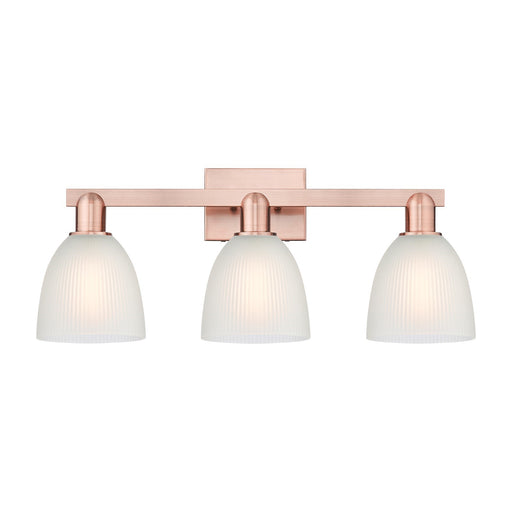 Innovations Castile 25in 3-Light Bath Vanity Light | Industrial Antique Copper Steel and White Glass | Entryway & Bathroom Vanity | Model 716-3W-AC-G381