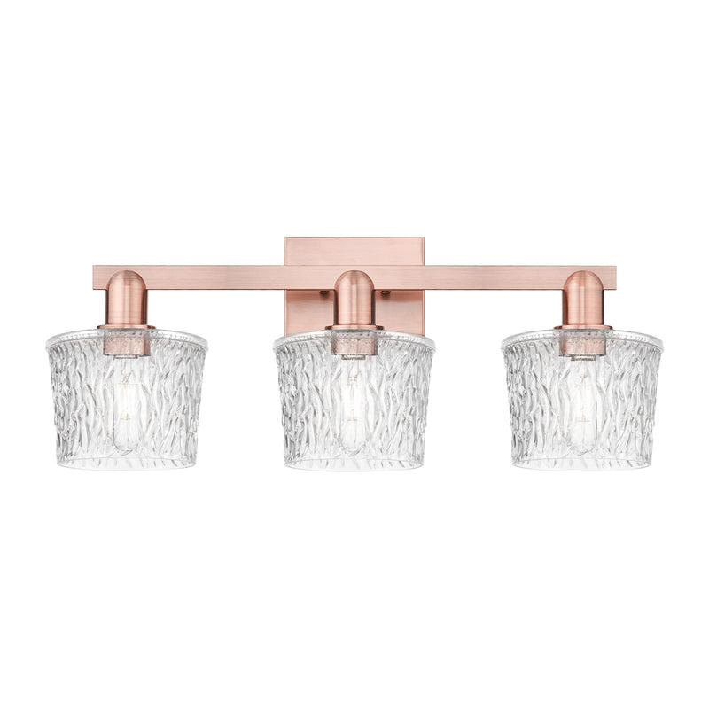Innovations Niagara 26in 3-Light Bath Vanity Light | Industrial Antique Copper Steel and Clear Glass | Bathroom Vanity | 25.5 x | Model 716-3W-AC-G402