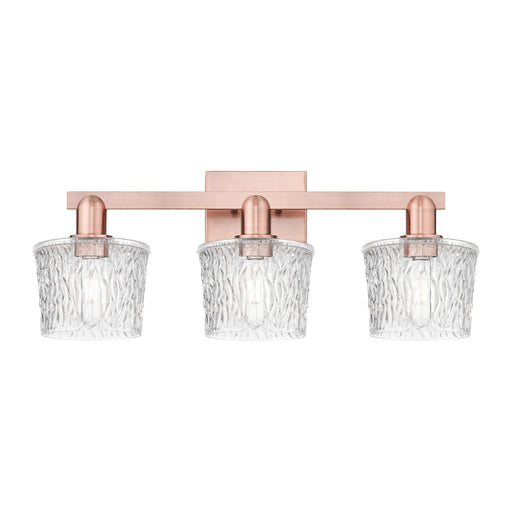 Innovations Niagara 26in 3-Light Bath Vanity Light | Industrial Antique Copper Steel and Clear Glass | Bathroom Vanity | 25.5 x | Model 716-3W-AC-G402