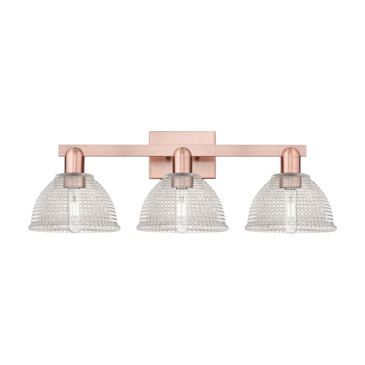 Innovations Arietta 27in 3-Light Bath Vanity Light | Industrial Antique Copper Steel and Clear Glass | Bathroom Vanity & Powder | Model 716-3W-AC-G422