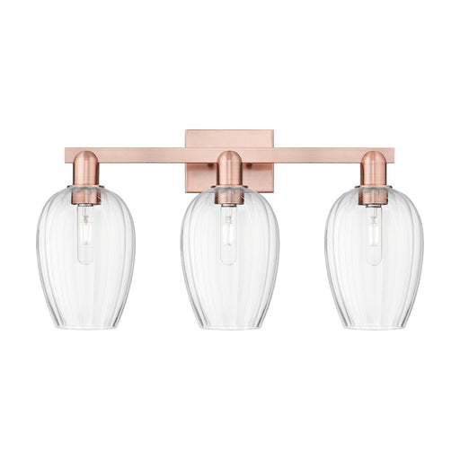 Innovations Preston Flute 26in 3-Light Bath Vanity Light | Industrial Antique Copper Steel and Clear Glass | Bathroom Vanity | Model 716-3W-AC-G457-6CL