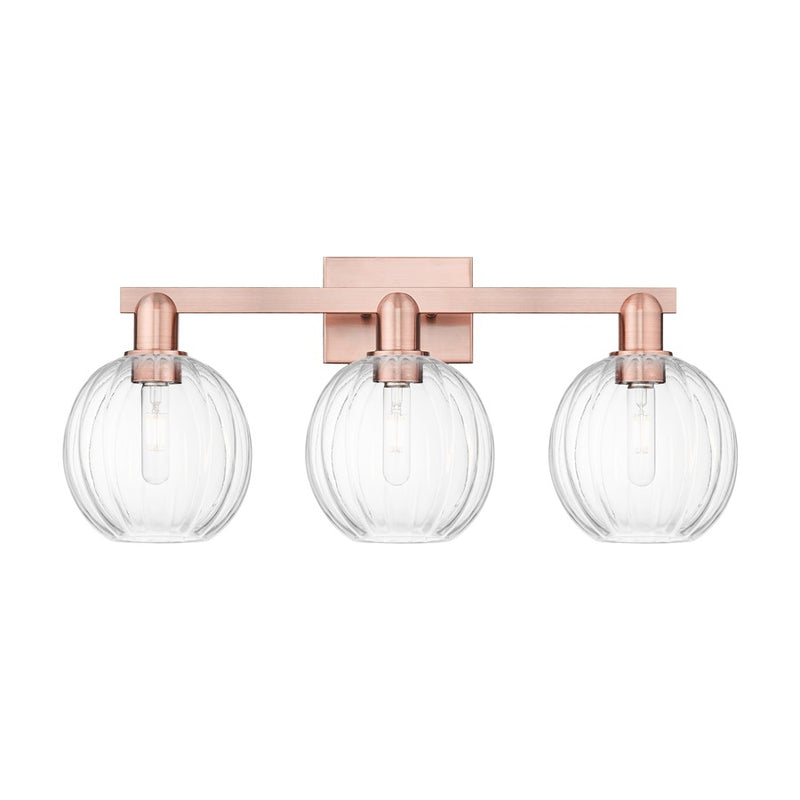 Innovations Preston 3Lt 26" Globe Bath Light, Copper/Clear - 716-3W-AC-G458-7CL
