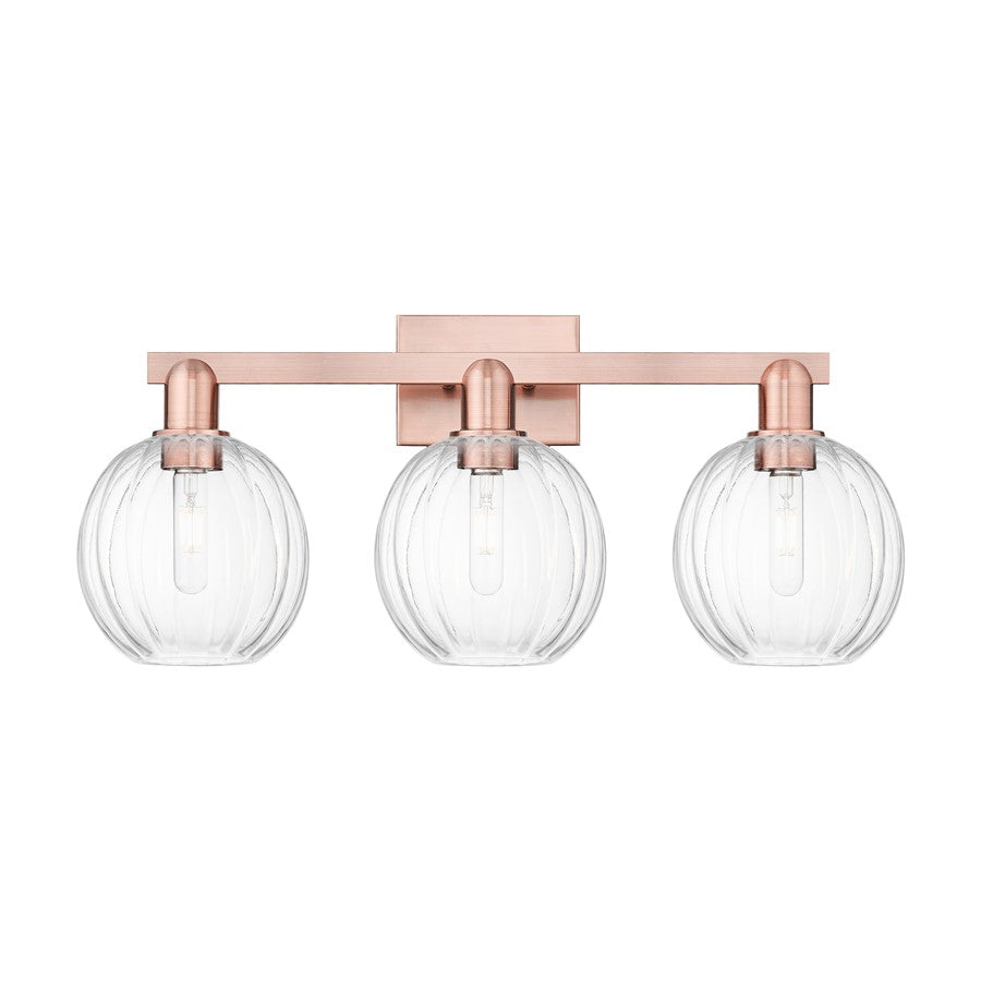 Innovations Preston 3Lt 26" Globe Bath Light, Copper/Clear - 716-3W-AC-G458-7CL