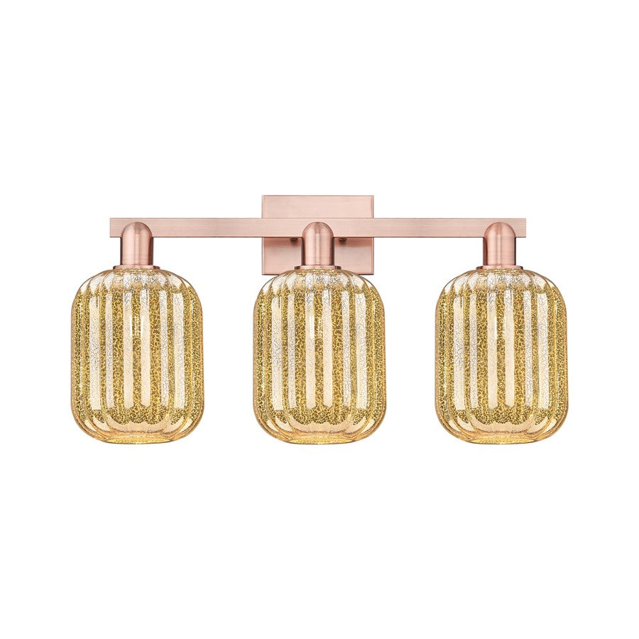 Innovations Preston 3Lt 26" Jar Bath Light, Copper/Mercury - 716-3W-AC-G460-7ME