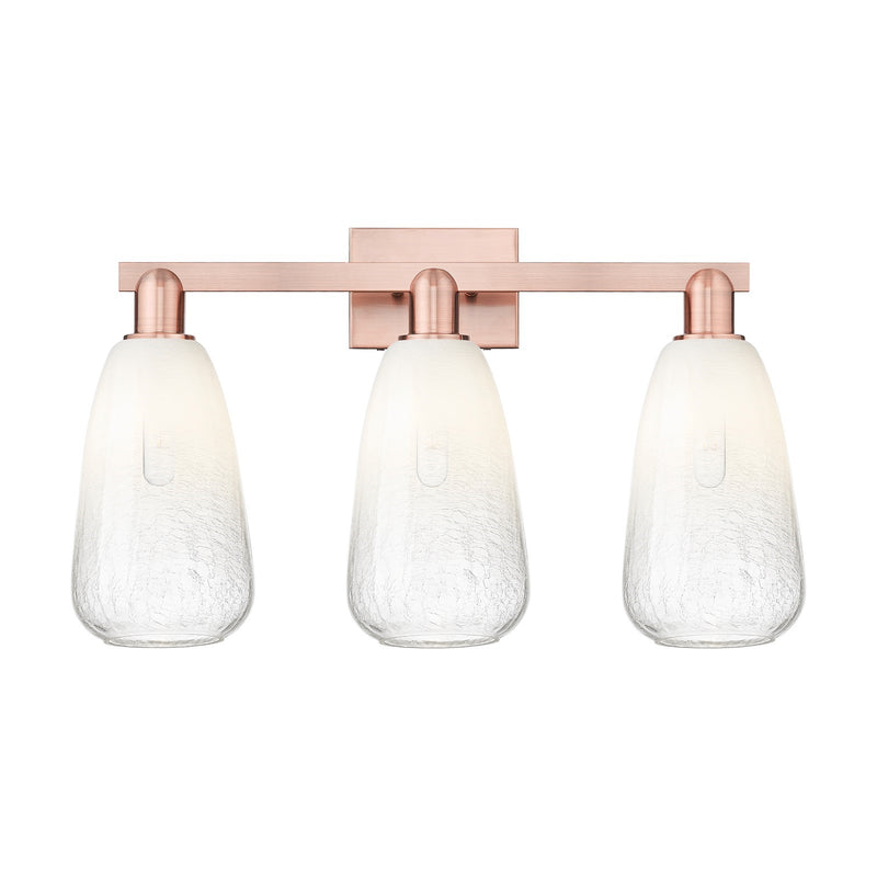 Innovations Brookhaven Almond 25in 3-Light Bath Vanity Light | Industrial Antique Copper Steel and Opal Glass | Bathroom Vanity | Model 716-3W-AC-G480-6OP