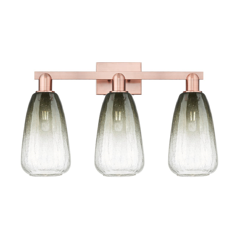 Innovations Brookhaven Almond 25in 3-Light Bath Vanity Light | Industrial Antique Copper Steel and Slate Glass | Bathroom | Model 716-3W-AC-G480-6SL