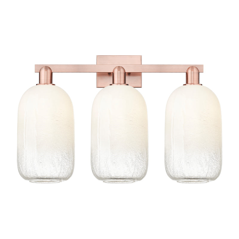 Innovations Brookhaven Cloche 26in 3-Light Bath Vanity | Industrial Antique Copper Steel and Opal Glass | Bathroom Vanity Light | Model 716-3W-AC-G482-7OP