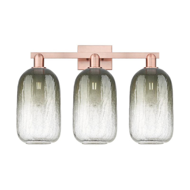 Innovations Brookhaven Cloche 26in 3-Light Bath Vanity Light | Industrial Antique Copper Steel and Slate Glass | Bathroom | Model 716-3W-AC-G482-7SL