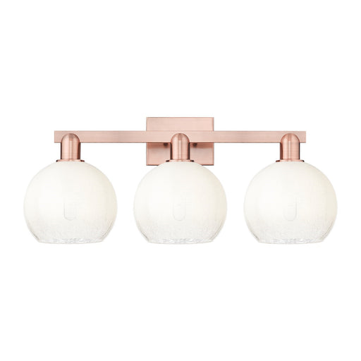 Innovations Brookhaven Globe 27in 3-Light Bath Vanity Light | Industrial Antique Copper Steel and Opal Glass | Bathroom Vanity | Model 716-3W-AC-G483-8OP