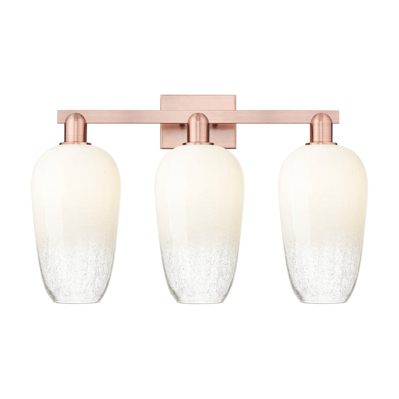 Innovations Brookhaven Flute 26in 3-Light Bath Vanity Light | Industrial Antique Copper Steel and Opal Glass | Bathroom Vanity | Model 716-3W-AC-G484-7OP