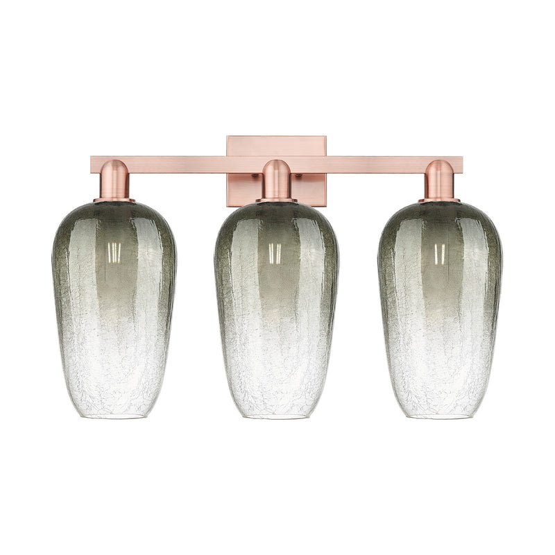 Innovations Brookhaven Flute 26in 3-Light Bath Vanity Light | Industrial Antique Copper Steel and Slate Glass | Bathroom Vanity | Model 716-3W-AC-G484-7SL