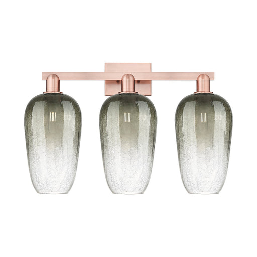 Innovations Brookhaven Flute 26in 3-Light Bath Vanity Light | Industrial Antique Copper Steel and Slate Glass | Bathroom Vanity | Model 716-3W-AC-G484-7SL