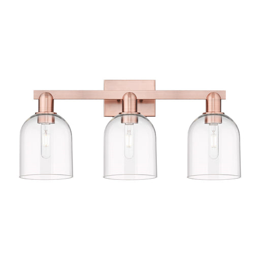 Innovations Bella 25in 3-Light Bath Vanity Light | Industrial Antique Copper and Clear Bell Glass | Bathroom Vanity | 24.5 x | Model 716-3W-AC-G558-6CL