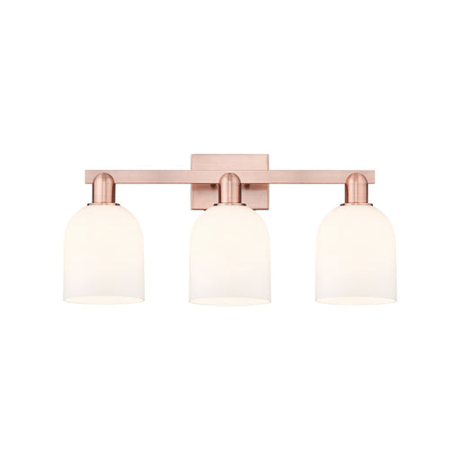 Innovations Bella 25in 3-Light Bath Vanity | Industrial Antique Copper Steel and White Glass | Bathroom & Powder Room | 24.5 x | Model 716-3W-AC-G558-6GWH