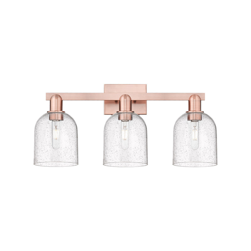 Innovations Bella 25in 3-Light Bath Vanity | Industrial Antique Copper Steel and Seedy Glass | Bathroom Vanity Light | 24.5 x | Model 716-3W-AC-G558-6SDY