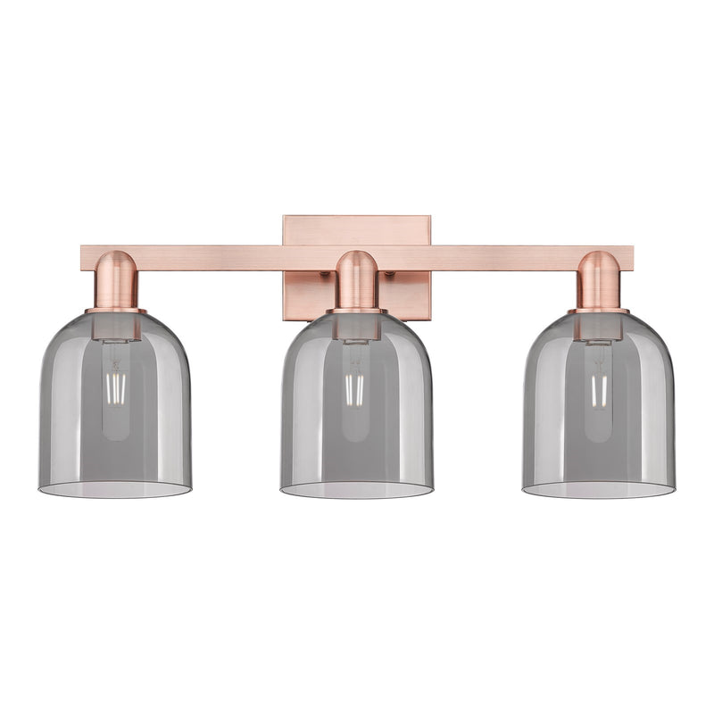 Innovations Bella 25in 3-Light Bath Vanity Light | Industrial Antique Copper and Light Smoke Glass | Bathroom Vanity | 24.5 x | Model 716-3W-AC-G558-6SM