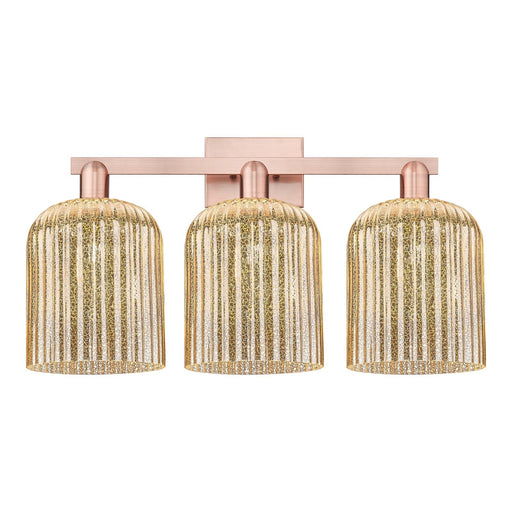Innovations Bridal Veil 27in 3-Light Bath Vanity Light | Industrial Antique Copper and Mercury Ribbed Glass | Bathroom Vanity | Model 716-3W-AC-G559-8ME