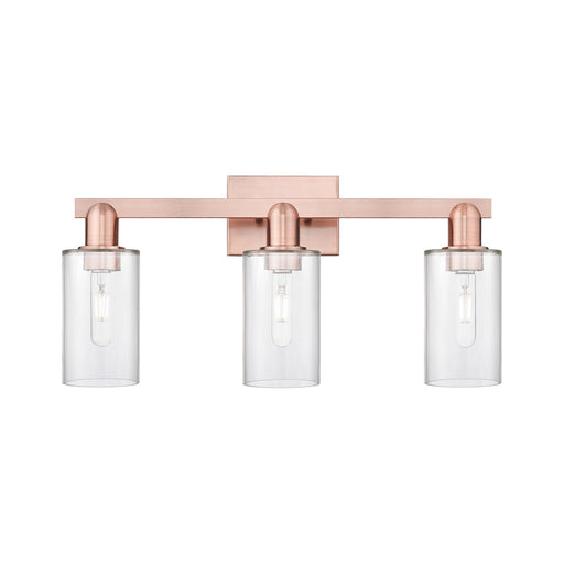 Innovations Clymer 23in 3-Light Bath Vanity Light | Industrial Antique Copper Steel and Clear Glass | Bathroom Vanity & Powder Room | Model 716-3W-AC-G802