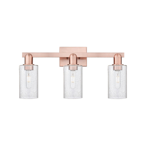 Innovations Clymer 23in 3-Light Bath Vanity Light | Industrial Antique Copper Steel and Seedy Glass | Bathroom Vanity | 22.88 x | Model 716-3W-AC-G804