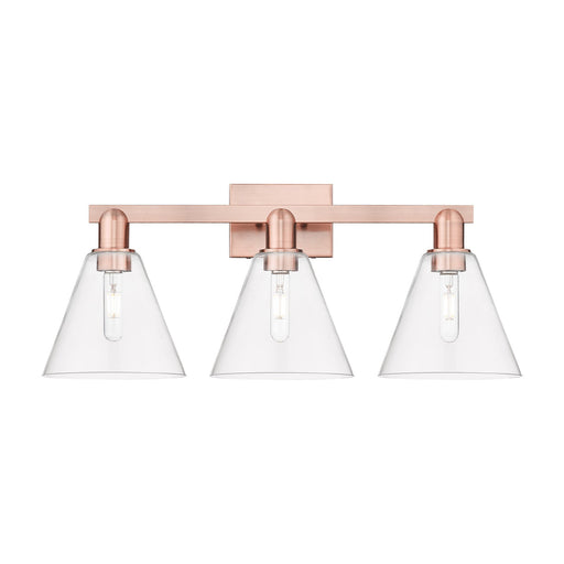 Innovations Berkshire Glass 26in 3-Light Bath Vanity Light | Industrial Antique Copper and Clear Glass | Damp Rated Bathroom & | Model 716-3W-AC-GBC-82