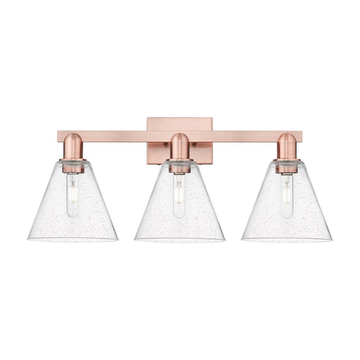 Innovations Berkshire Glass 26in 3-Light Bath Vanity Light | Industrial Antique Copper Steel and Seedy Glass | Bathroom Vanity | Model 716-3W-AC-GBC-84
