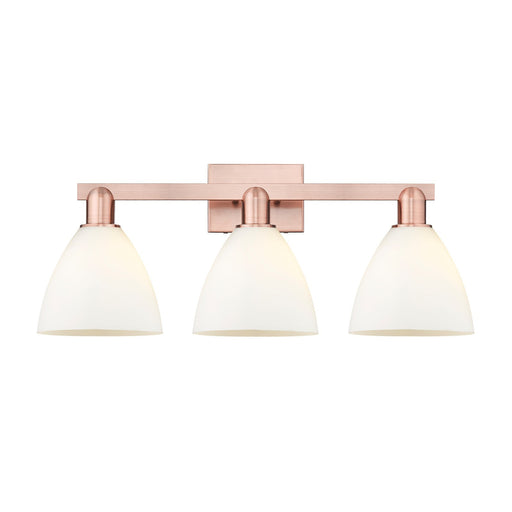 Innovations Bristol 27in 3-Light Bath Vanity | Industrial Antique Copper Steel and Matte White Glass | Bathroom Vanity Lighting | Model 716-3W-AC-GBD-751