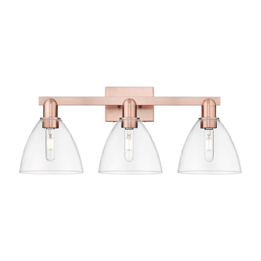 Innovations Bristol 27in 3-Light Bath Vanity Light | Industrial Antique Copper and Clear Glass | Bathroom Vanity | 26.5 x 11.25 | Model 716-3W-AC-GBD-752